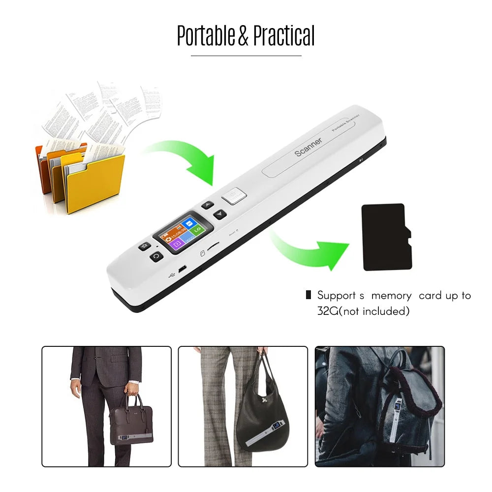 Portable Wand Document Scanner A4 Size 1050DPI LCD Display U47261