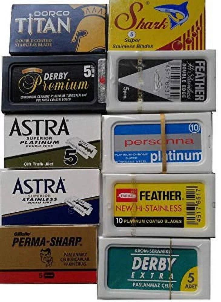 100 Shaving Safety Razor Double Edge Blades Sampler Pack F714