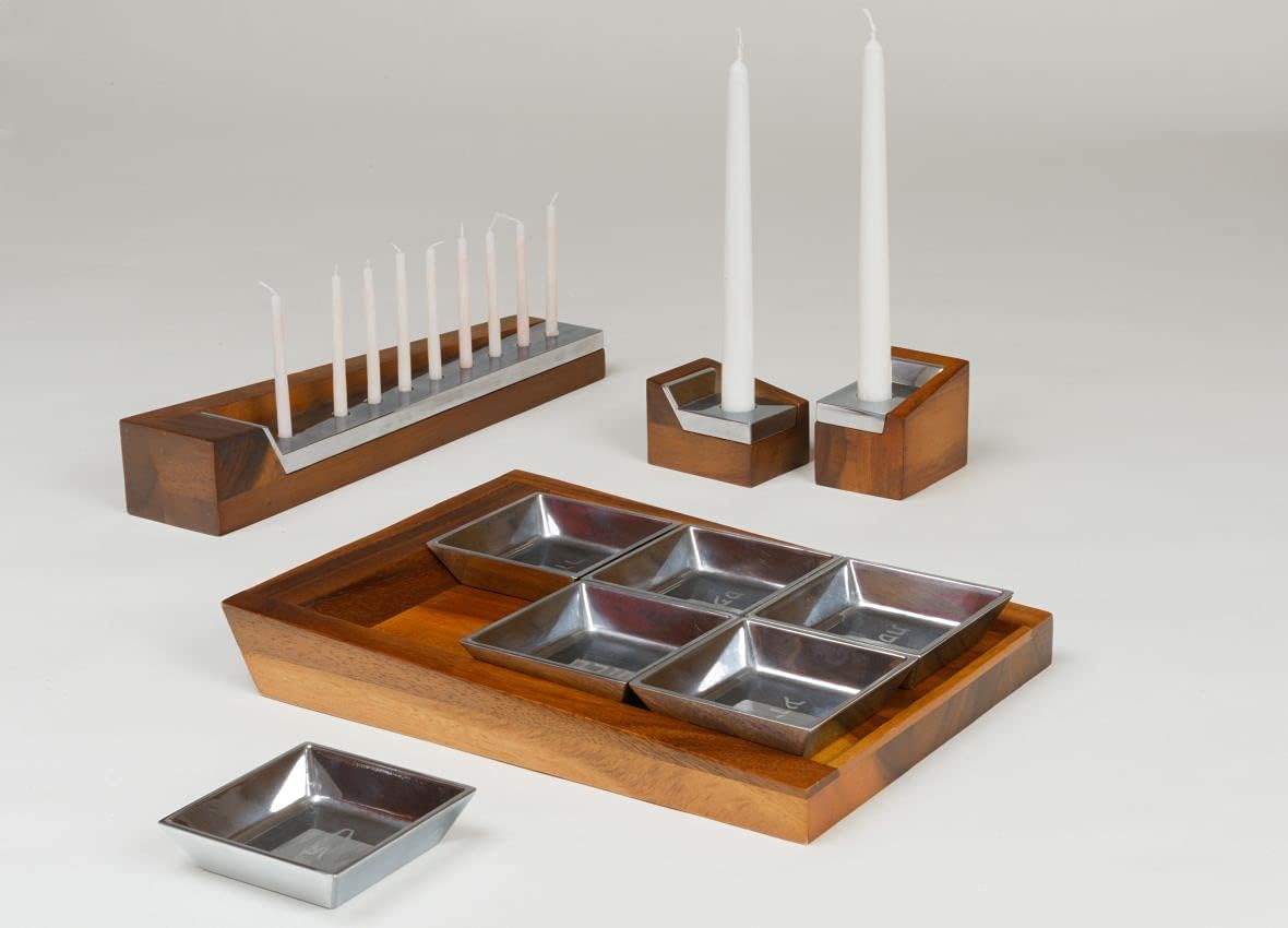 Wood and Alloy Seder Plate W7517