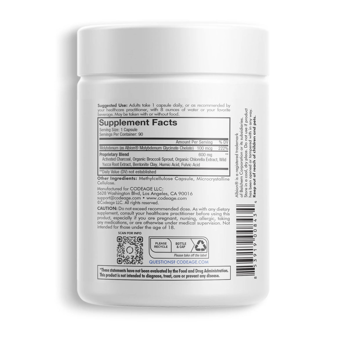 90 ct Charcoal Bentonite Clay Supplement U331