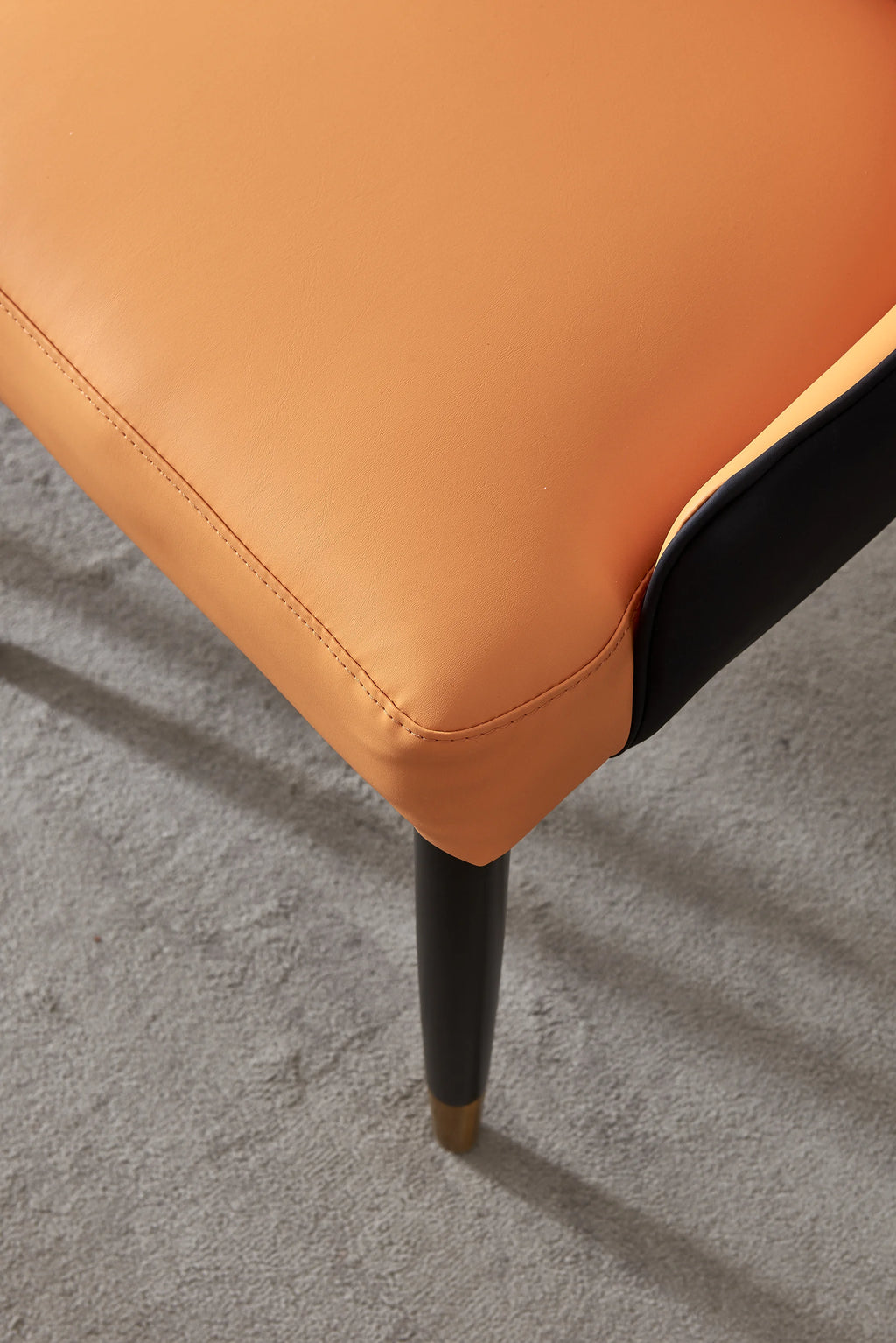 Set of 2 Leather Dining Chairs with Black Plastic Tube Plug-Orange X318