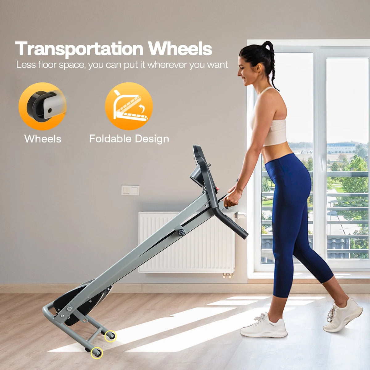 Folding Treadmill 220lbs Capacity 7.5MPH Silver F6890