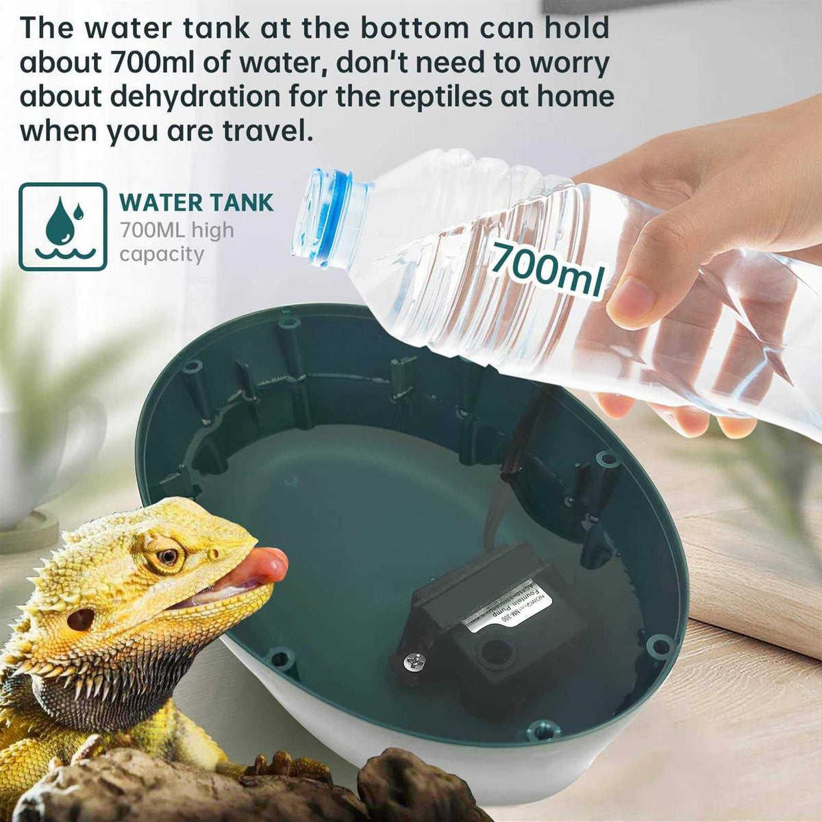Reptile Drinking Water Fountain with Trough J163