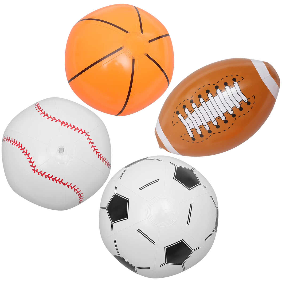 Inflatable Ball 4pcs Beach Ball Soccer Basketball Baseball A344152