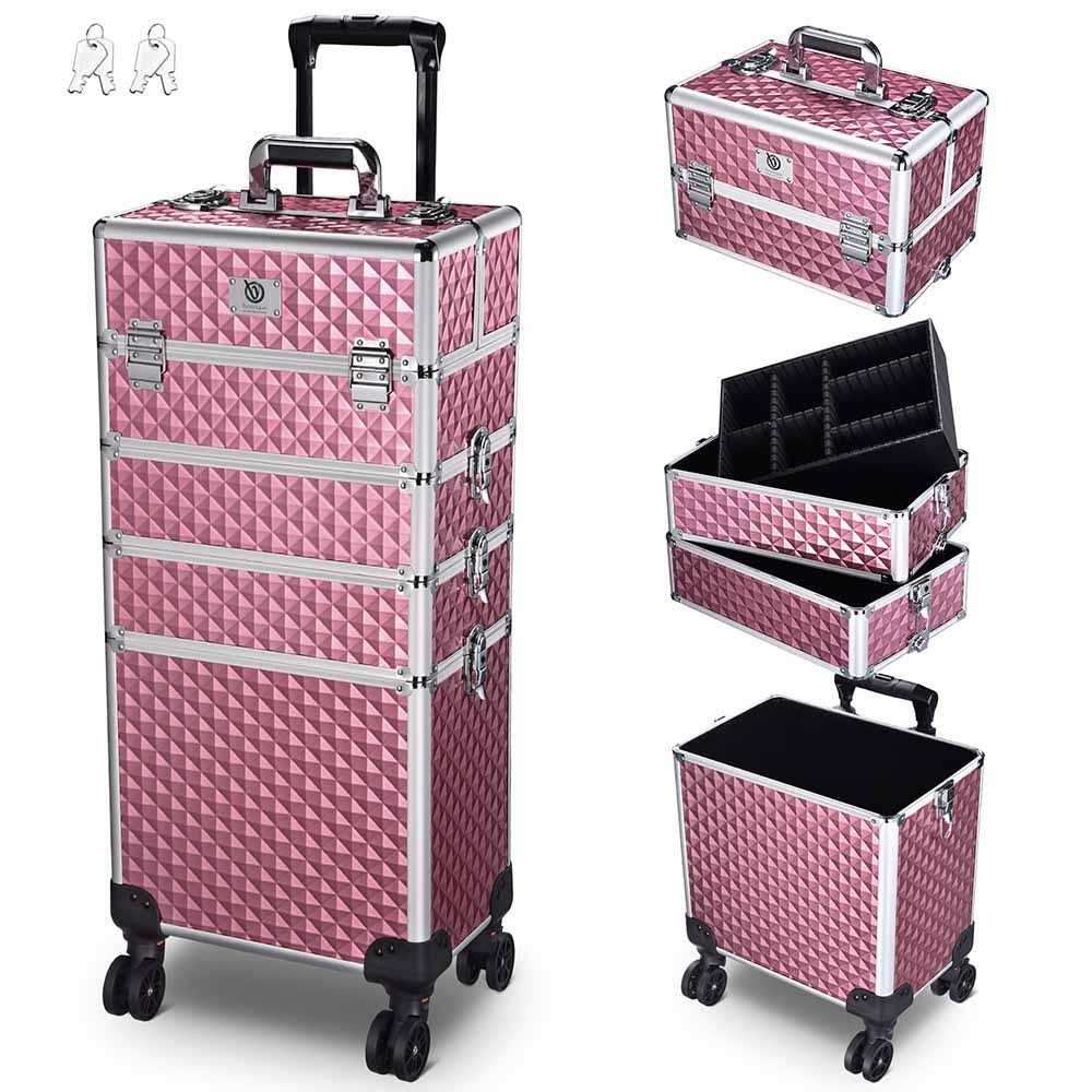 Pink Rolling Makeup Case Organizer B9460