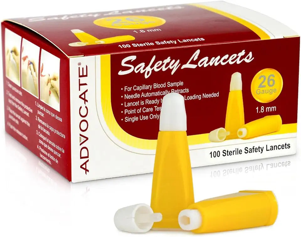26G 1.8mm Box of 100 Pressure Activated Safety Lancets W939780