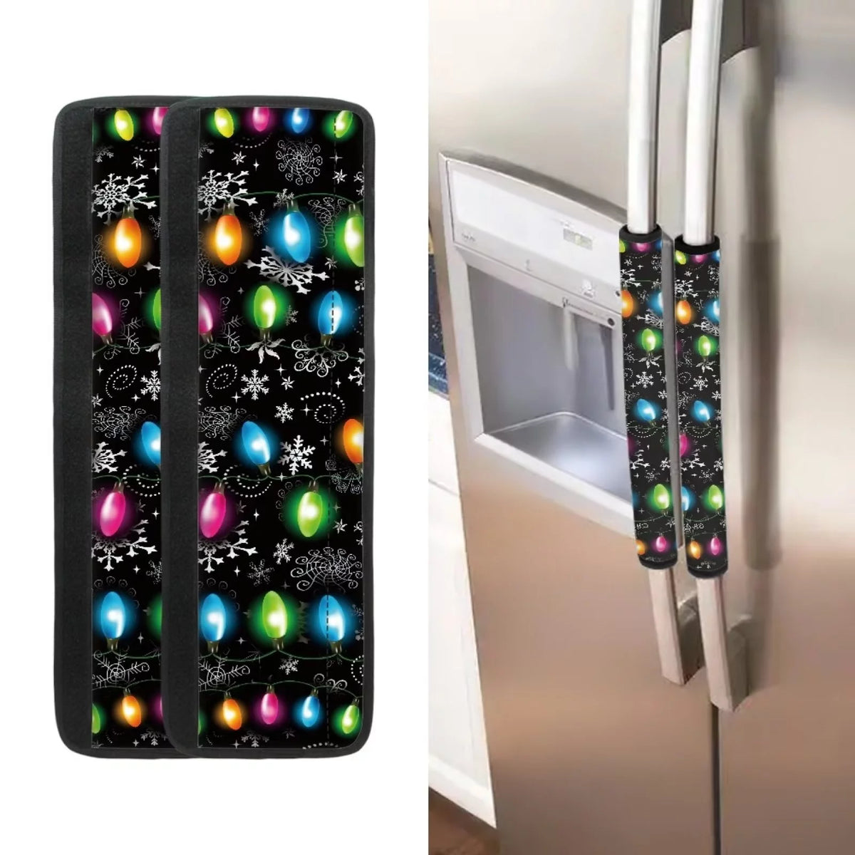 Refrigerator Door Handle Cover 4 Pieces Christmas Snowflake L6237
