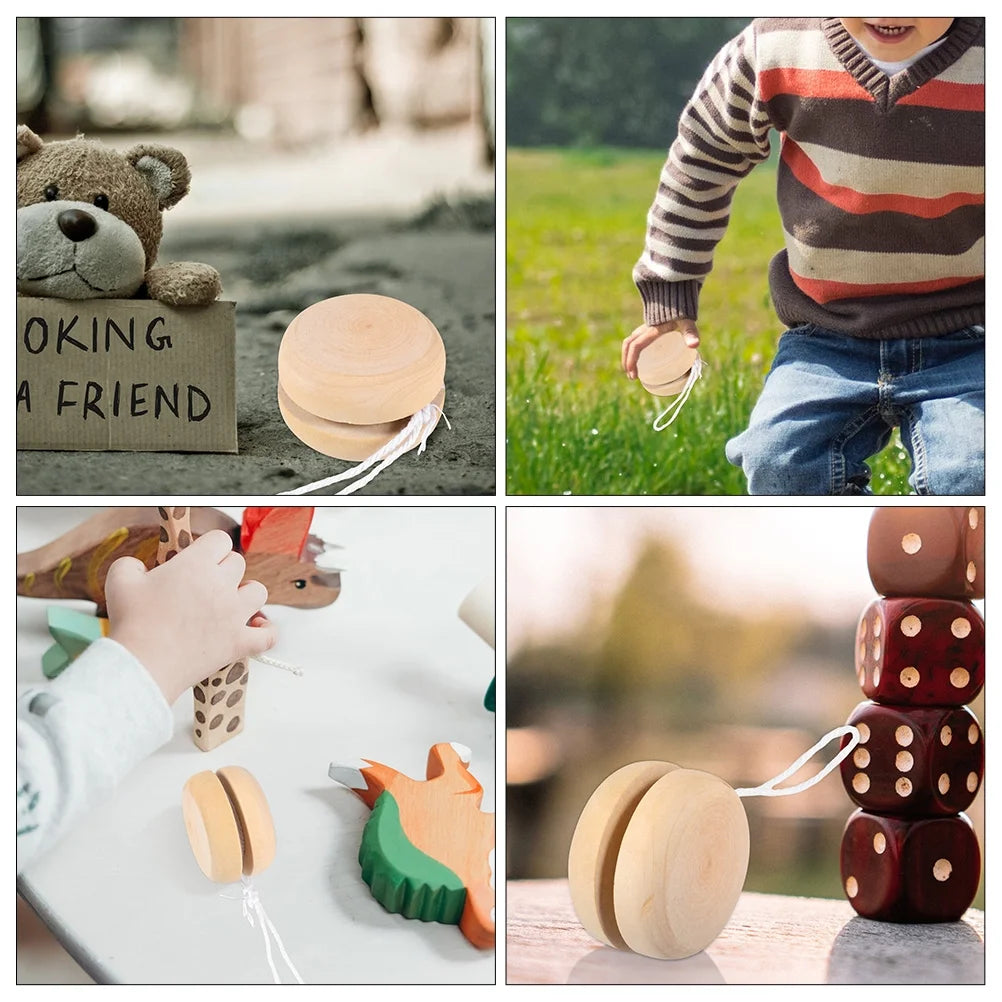 12Pcs Unfinished Wooden Yo-Yo Balls for DIY Hand Painting O31339