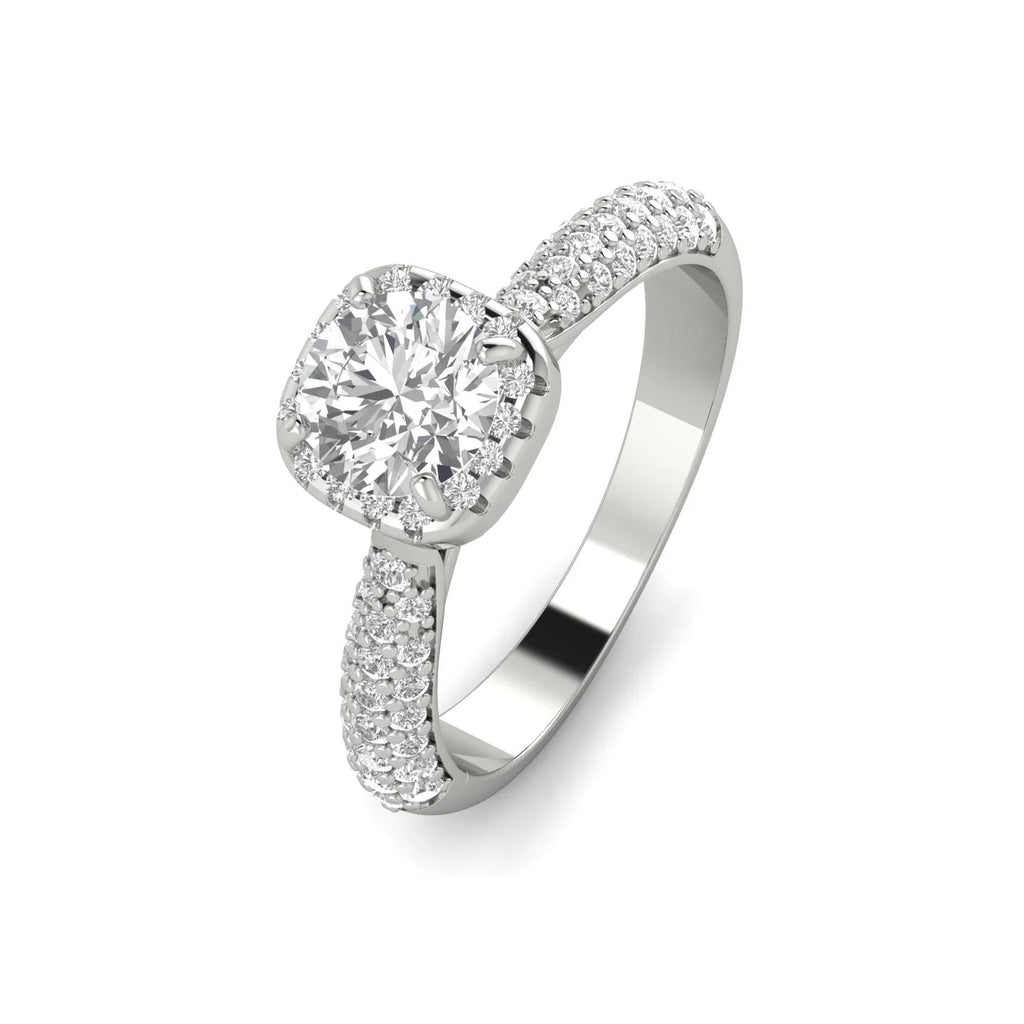 10k White Gold Diamond Halo Engagement Ring D76786