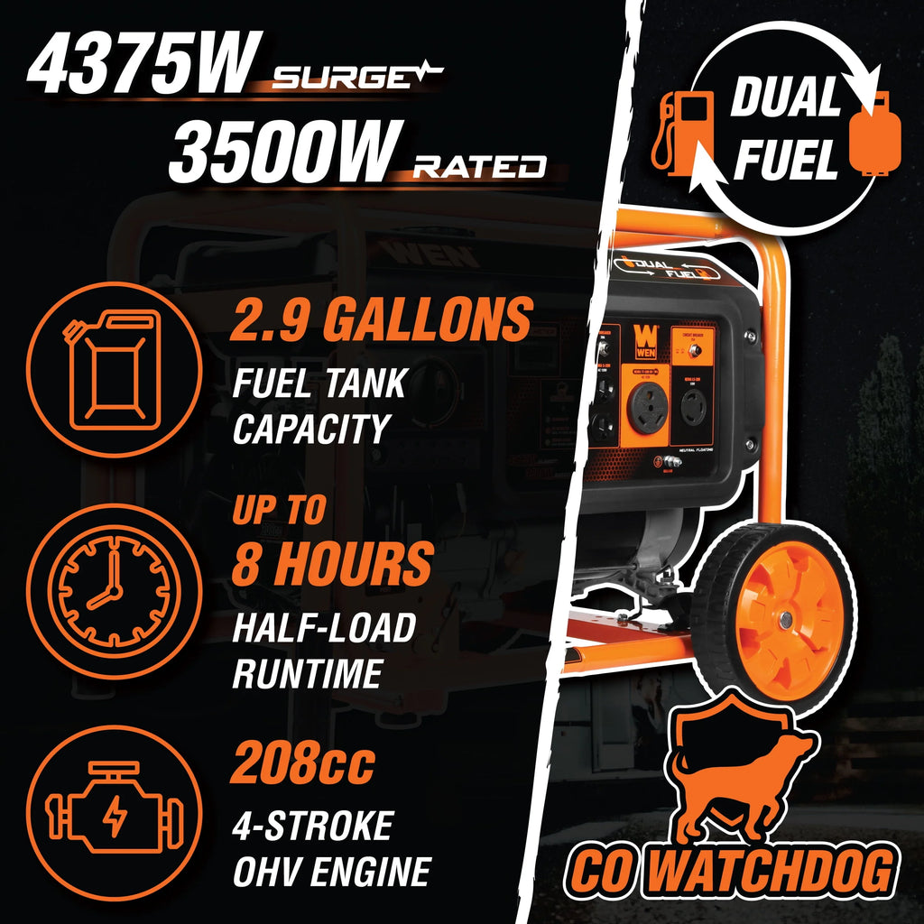 4375-Watt Dual Fuel Portable Generator with Wheel Kit F930