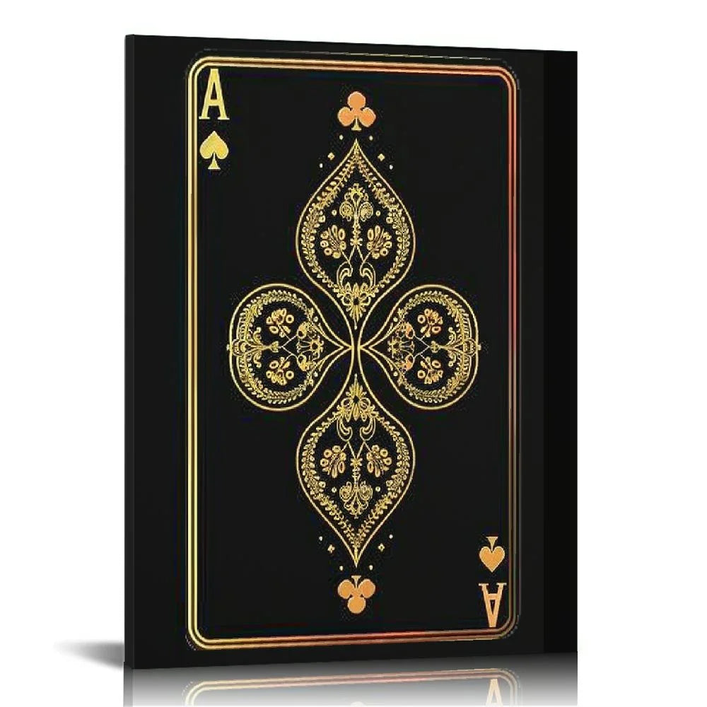 Playing Cards Wall Art Canvas Black and Gold V81048