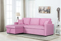 Pink Linen Reversible Sleeper Sectional Sofa with Storage L387
