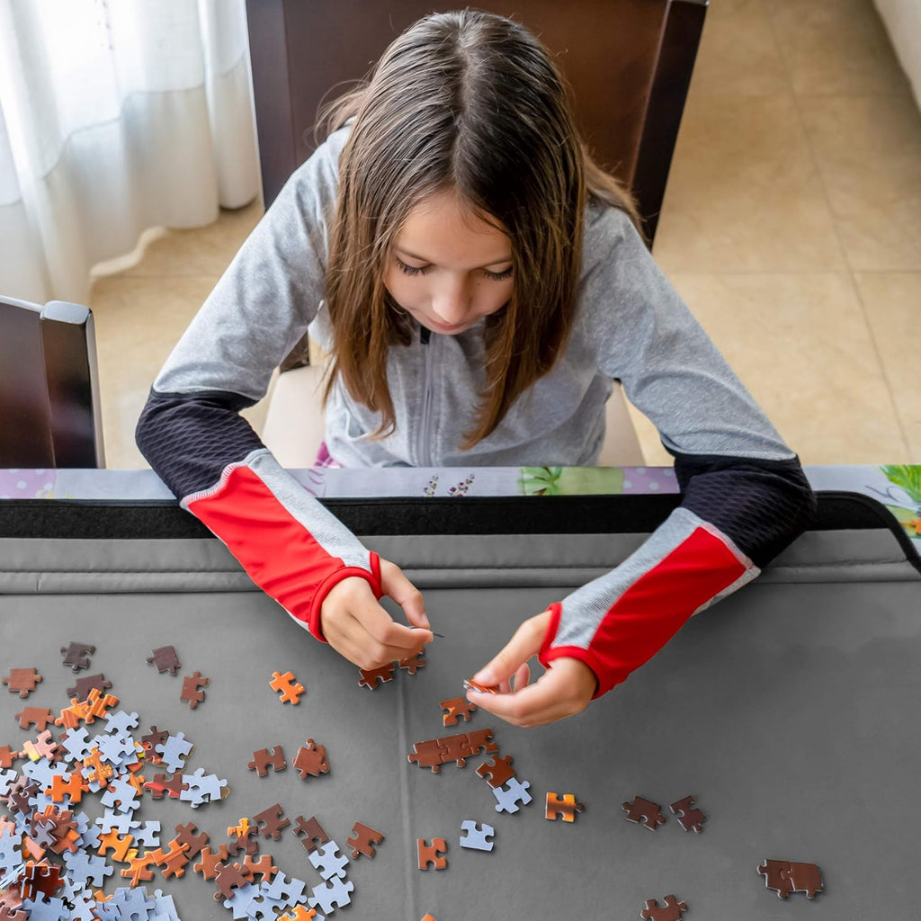 1000-Piece Jigsaw Puzzle Mat with Non-Slip Felt Surface, Removable Trays, Carry Handle Pack of 2 U325