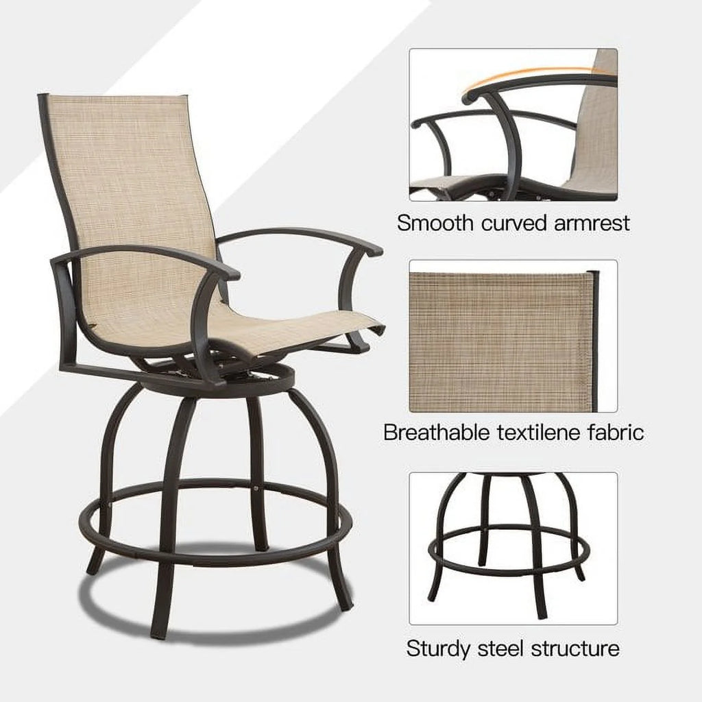 3 Piece Swivel Bar Stools and Table Patio Bistro Set V60991