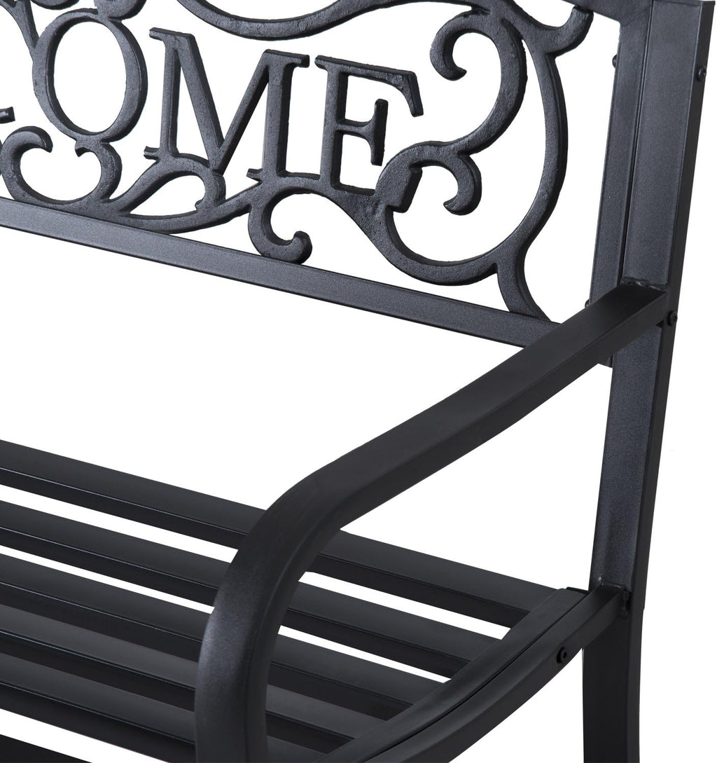 50 2-Person Garden Bench Loveseat with Cast Iron Decorative Vines L909153