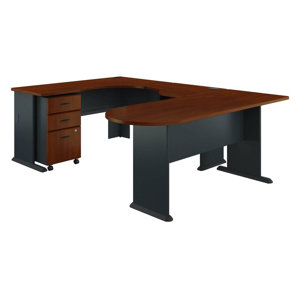 U-Shaped Corner Desk with Mobile File Cabinet F1281