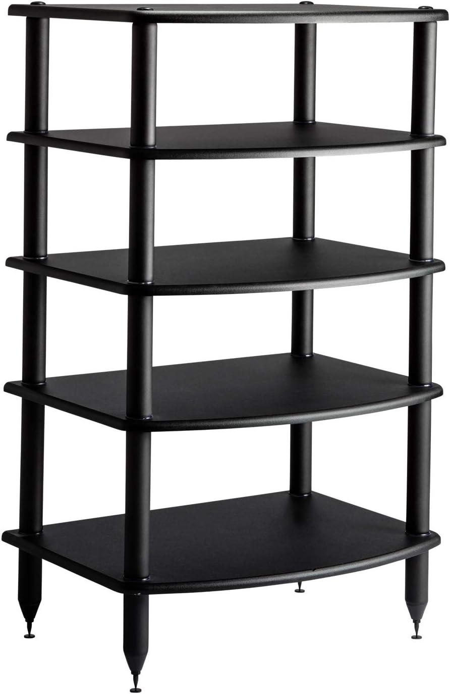 Black Five Shelf Audio Rack Media Stand L7179