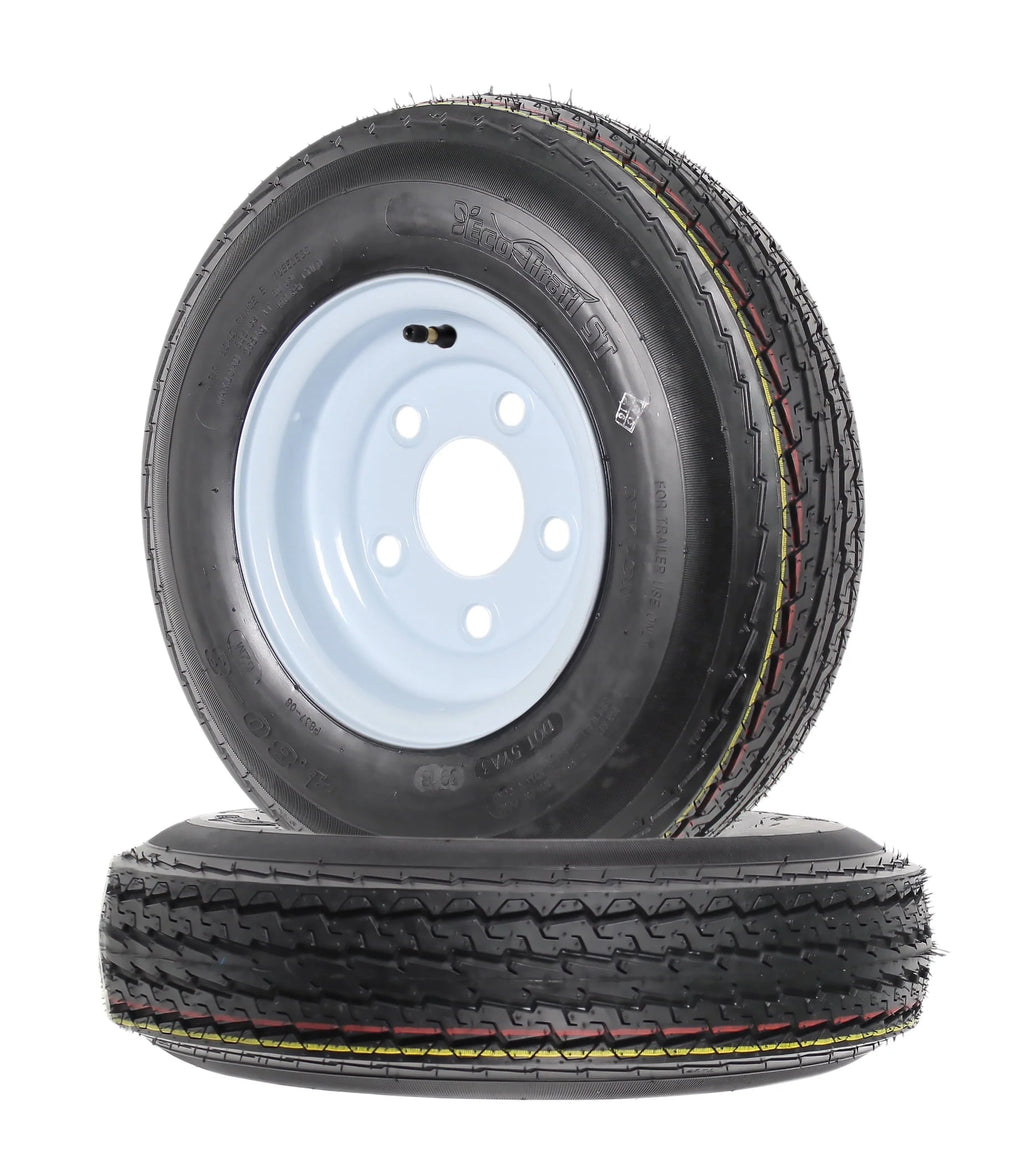 Two Trailer Tires On Rims 4.80-8 5 Lug White R96551