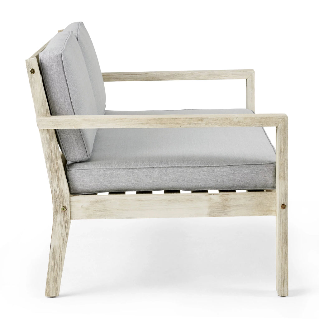 Light Gray Acacia Wood 4 Seater Chat Set with Cushions X2539