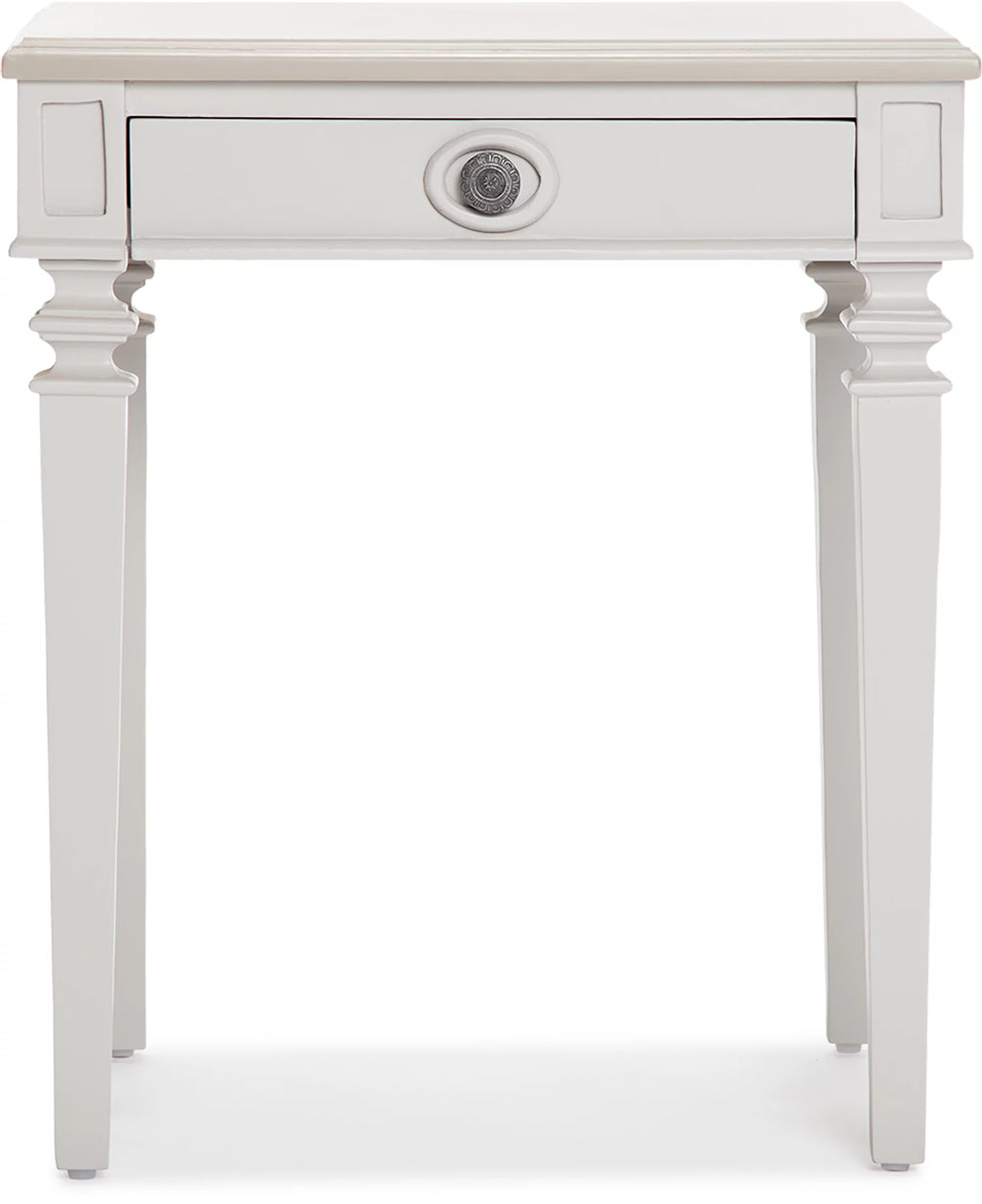 Light Gray Solid Wood End Table Nightstand with Drawer D25661