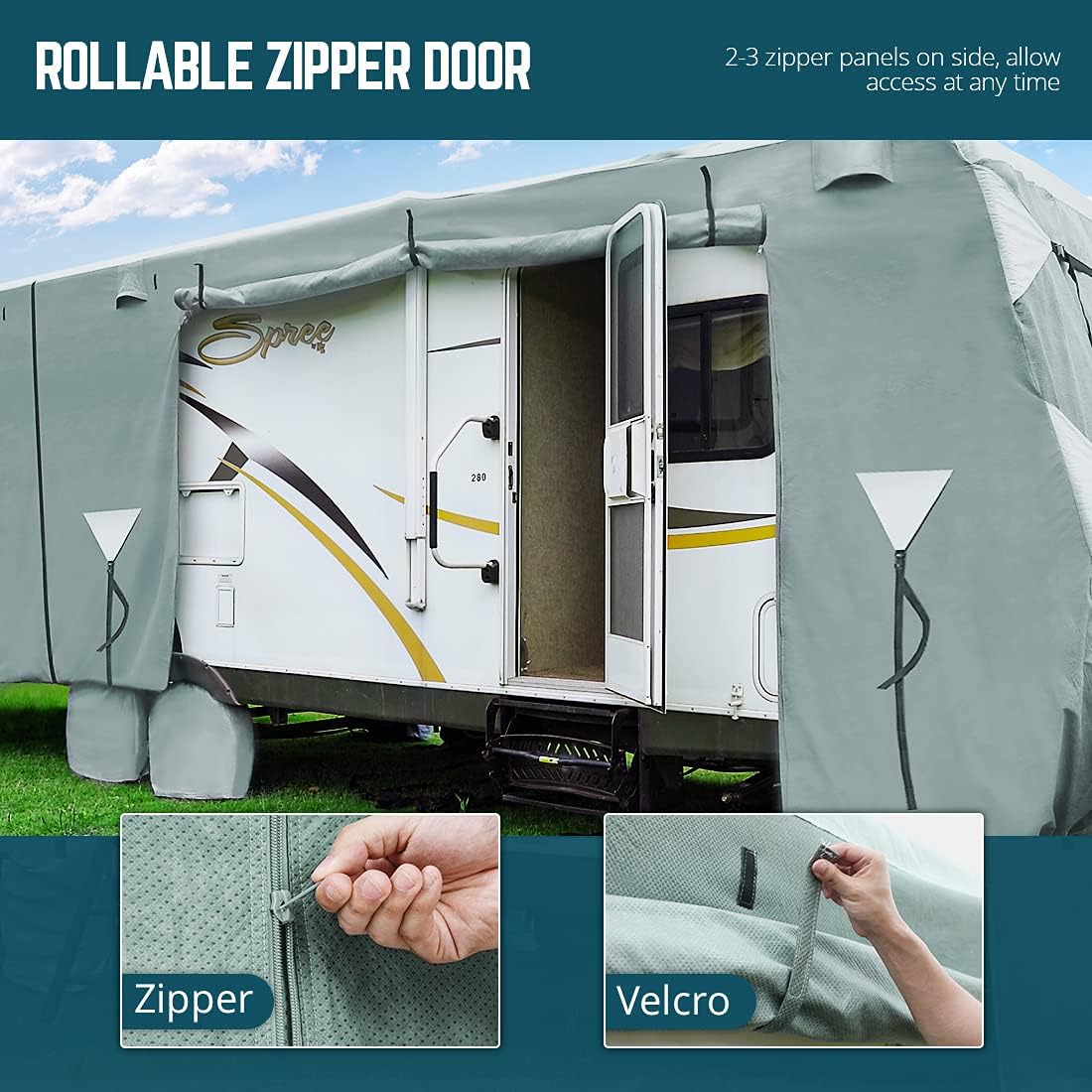 5 Layers Water-Proof RV Cover 24-27ft with Straps & Tire Covers B856