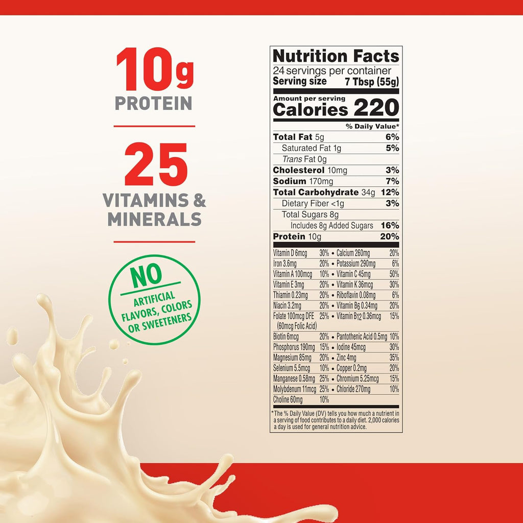 Very Vanilla Nutritional Powder Drink Mix with 10g Protein and 25 Vitamins & Minerals, 14.6 Ounce V732