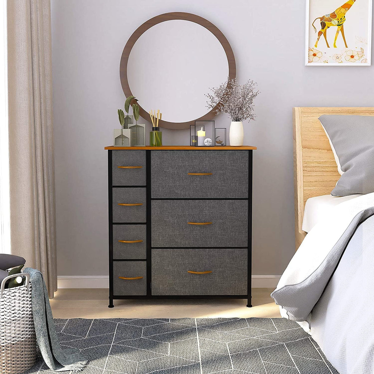 Cool Gray 7 Drawer Fabric Dresser U228