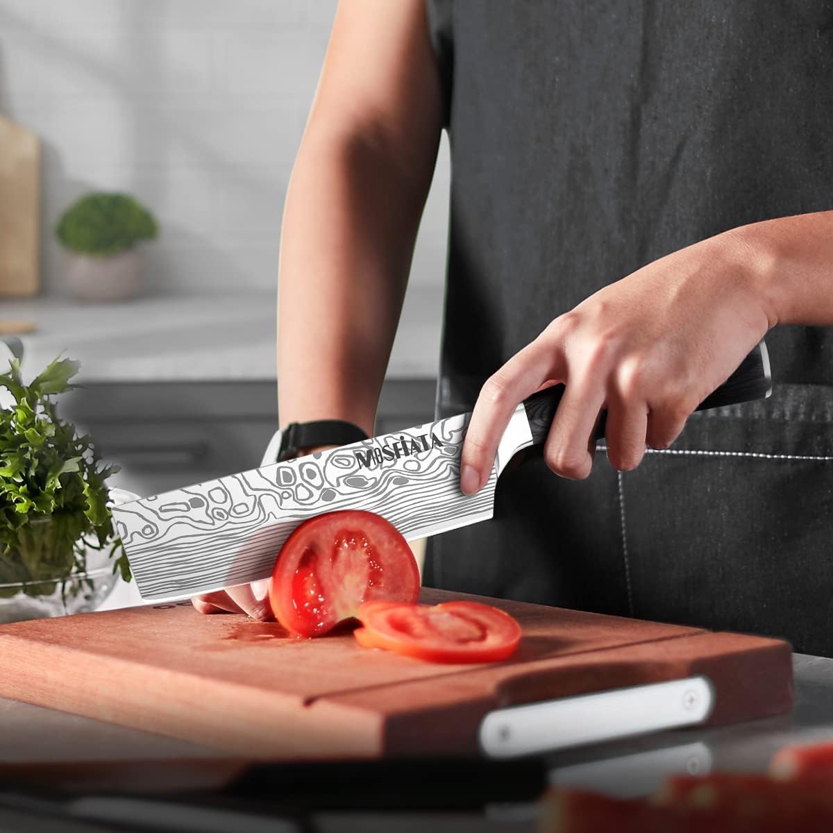 3 PCS German High Carbon Stainless Steel Chef Knife Set with Magnetic Knife Block I2328