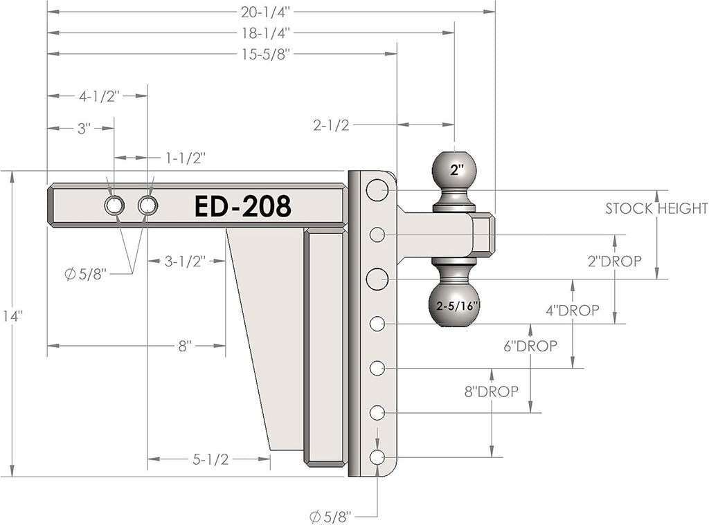 2.0" Adjustable Extreme Duty Trailer Hitch with Dual Ball G433977