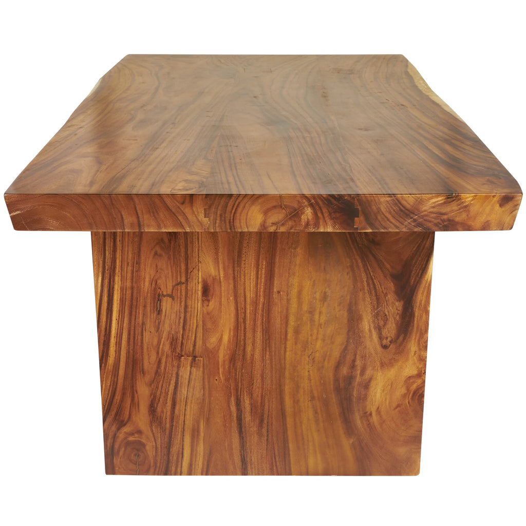 Brown Wood Dining Table with Block Style Base G79111