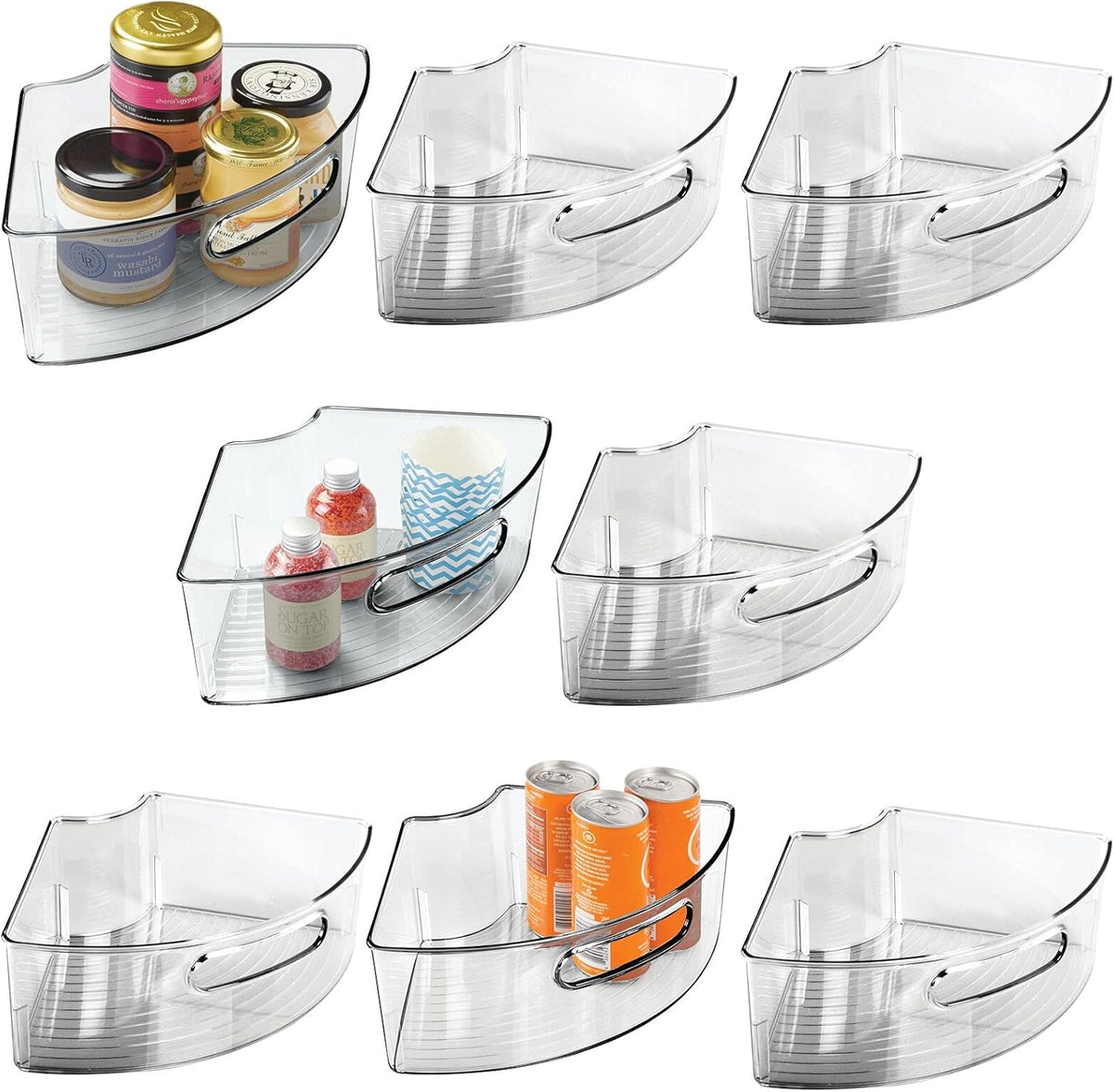 Plastic Lazy Susan Storage Organizer Bins 8 Pack C3269