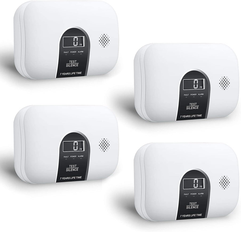 Carbon Monoxide Alarm Detector with LCD Digital Display, 4 Packs X4190