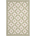 Ivory/Green Floral Wool Area Rug V41953
