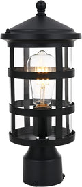 Black 1-Light Outdoor Post Light with Clear Glass Q41482