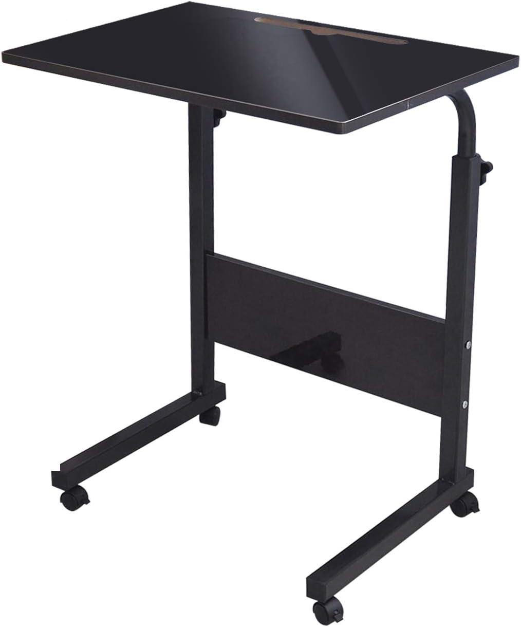 Height Adjustable Rolling Side Table with Wheels, Black S575314