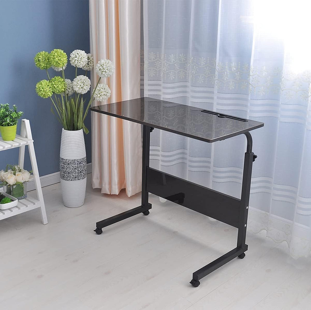 Height Adjustable Rolling Side Table with Wheels, Black S575314