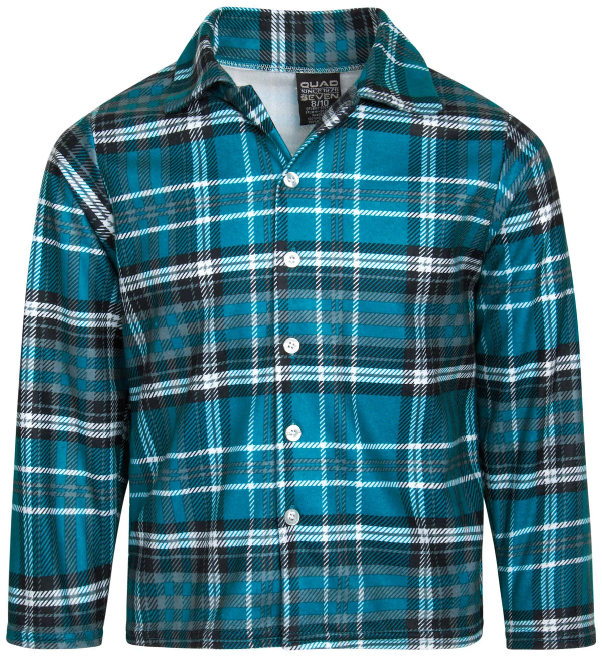Boy's Flannel Fleece Pajamas 4 Piece Long Sleeve Button Down Shirt and Pants Set U5567