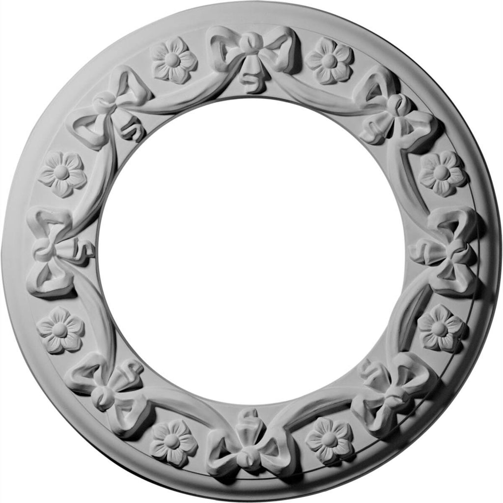 12 1/4x22OD x 7 1/2x22ID x 7/8x22P Ribbon with Bow Ceiling Medallion G1239