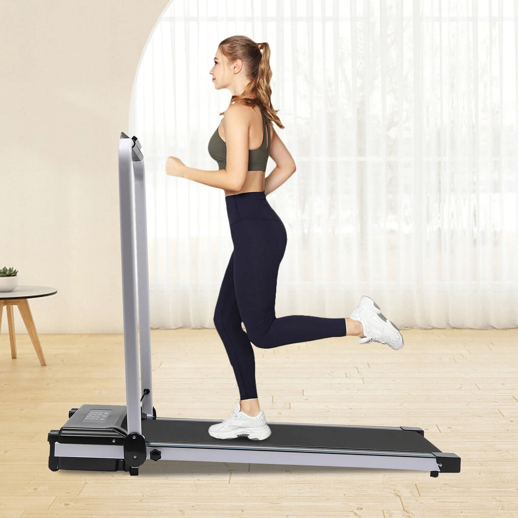 2 In 1 Electric Treadmill Walking Pad with Remote Black O382