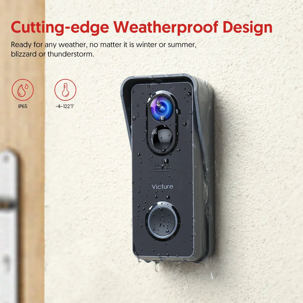 Wireless Video Doorbell Camera 1080P WiFi with Chime and Batteries Black R54536