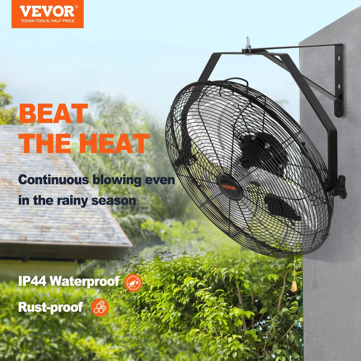 Wall Mount Oscillating Fan 17.6'' 3 Speed Waterproof U990017