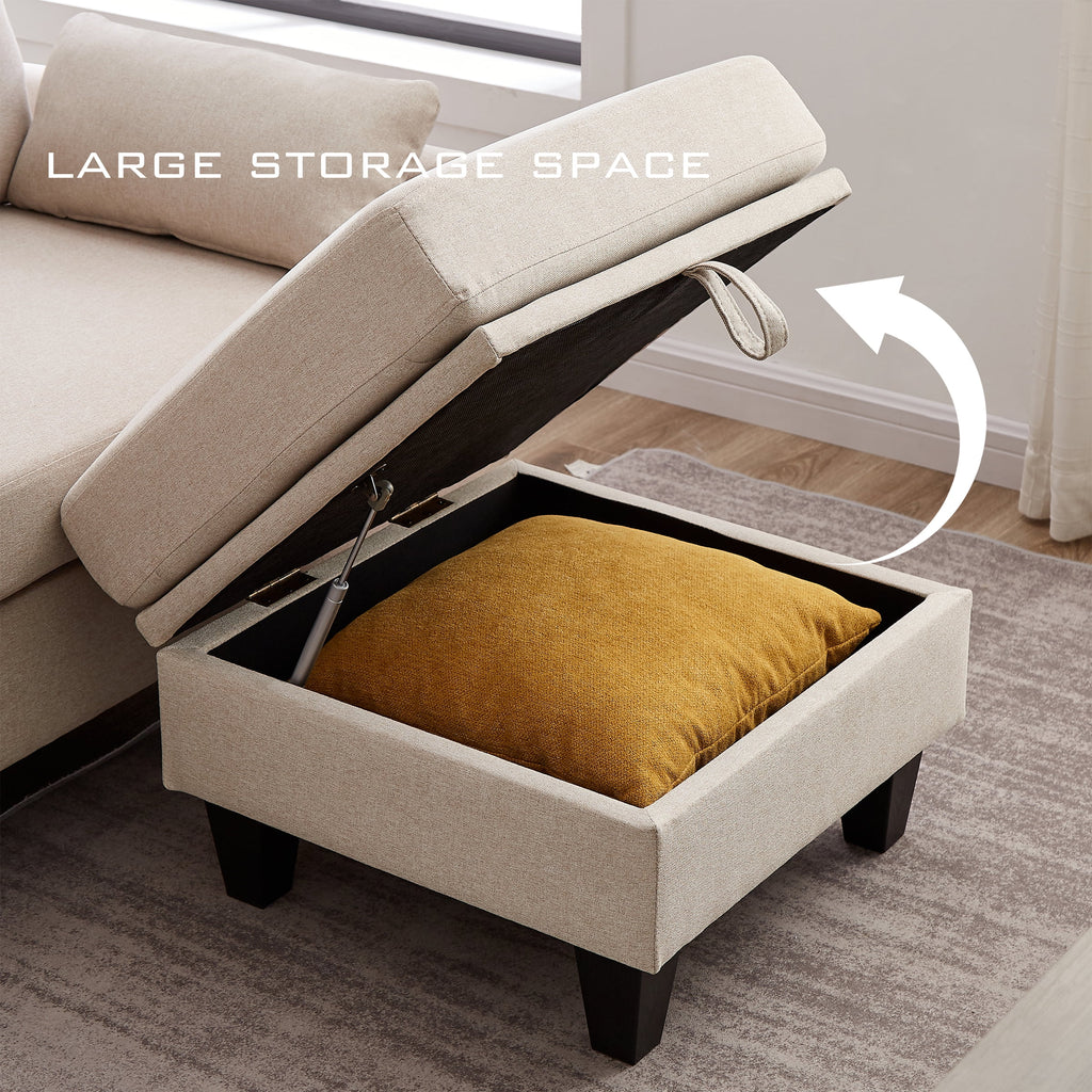 Modern Sectional Sofa with Reversible Chaise L Shaped 4-Seat Convertible Sofa H16617