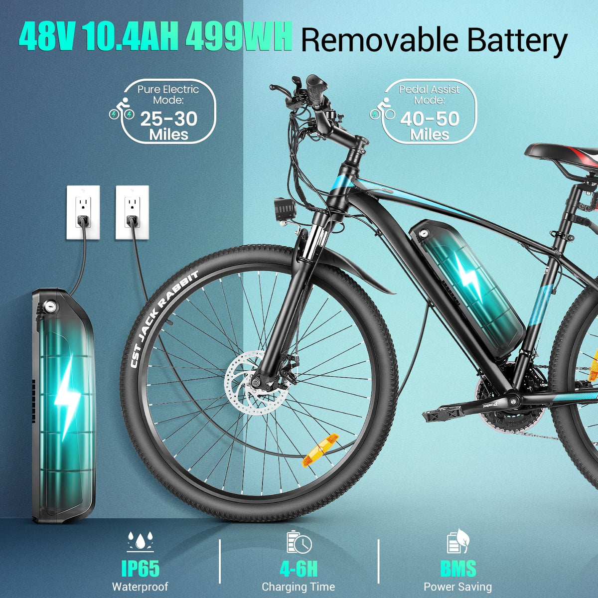 27.5" 500W Electric Bike with 48V 10.4AH Removable Battery E514914