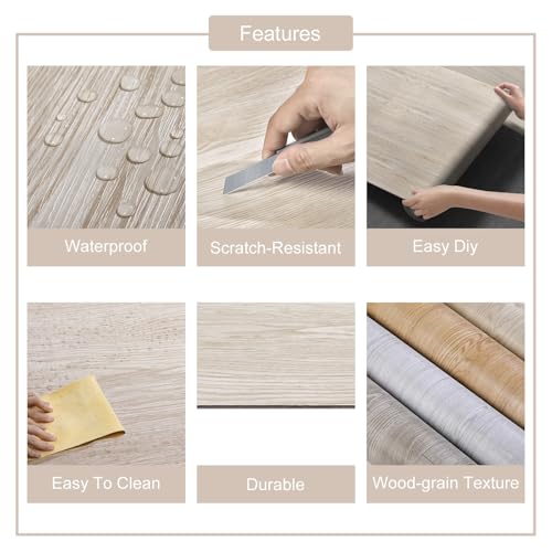 Peel and Stick Vinyl Floor Tile Roll Wood Plank Sticker A4036