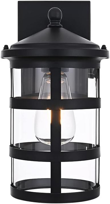 Black 1-Light Outdoor Post Light with Clear Glass Q41482