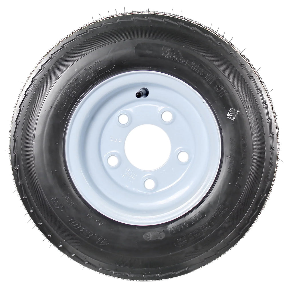 Two Trailer Tires On Rims 4.80-8 5 Lug White R96551