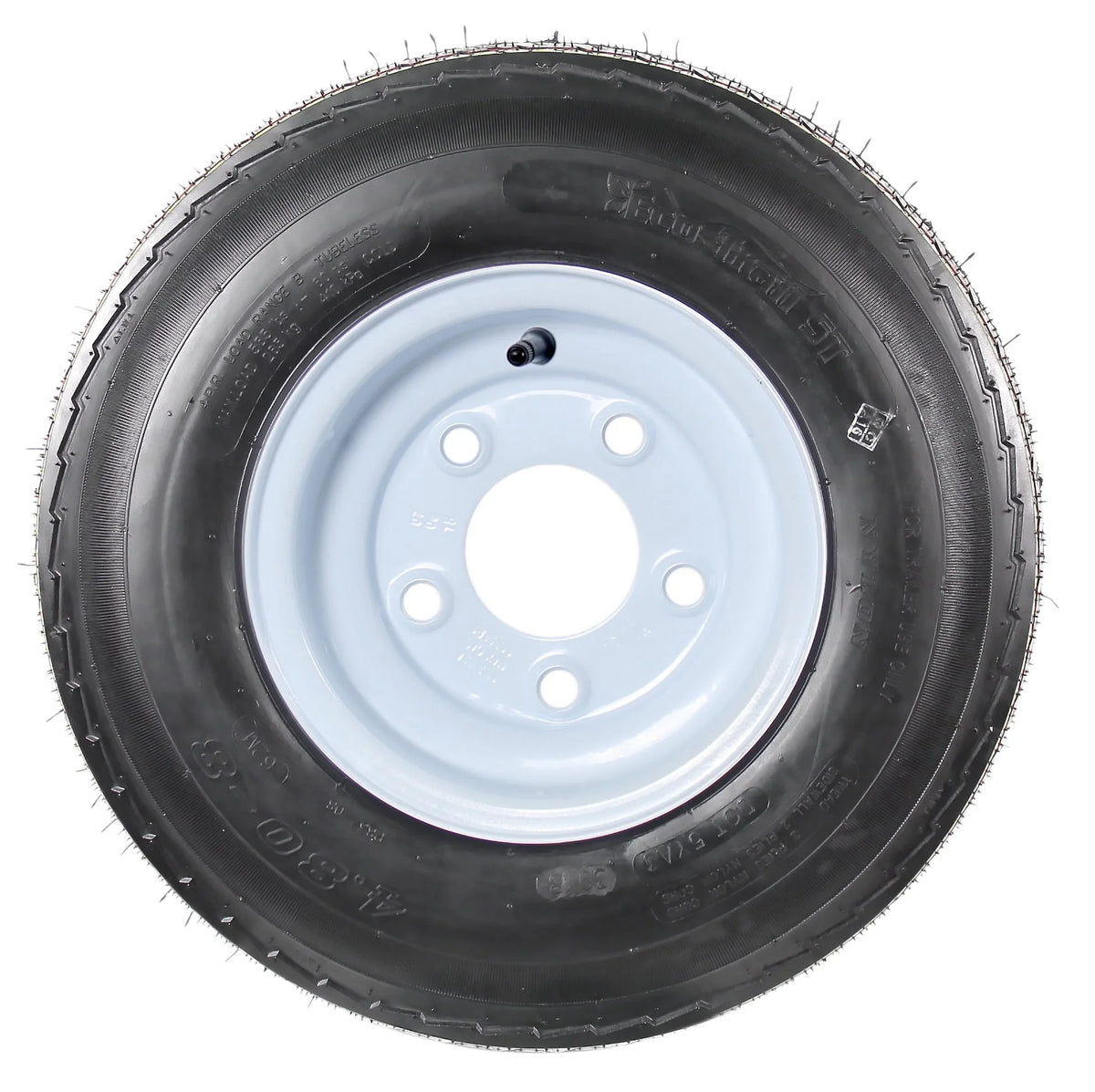 Two Trailer Tires On Rims 4.80-8 5 Lug White R96551