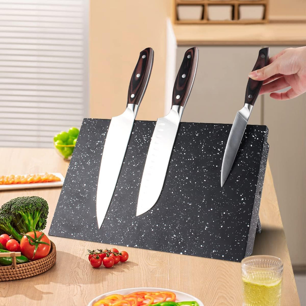 3 PCS German High Carbon Stainless Steel Chef Knife Set with Magnetic Knife Block I2328