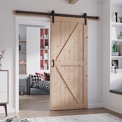 48in x 80in Sliding Wood Barn Door with 8FT Barn Door Hardware Kit H309