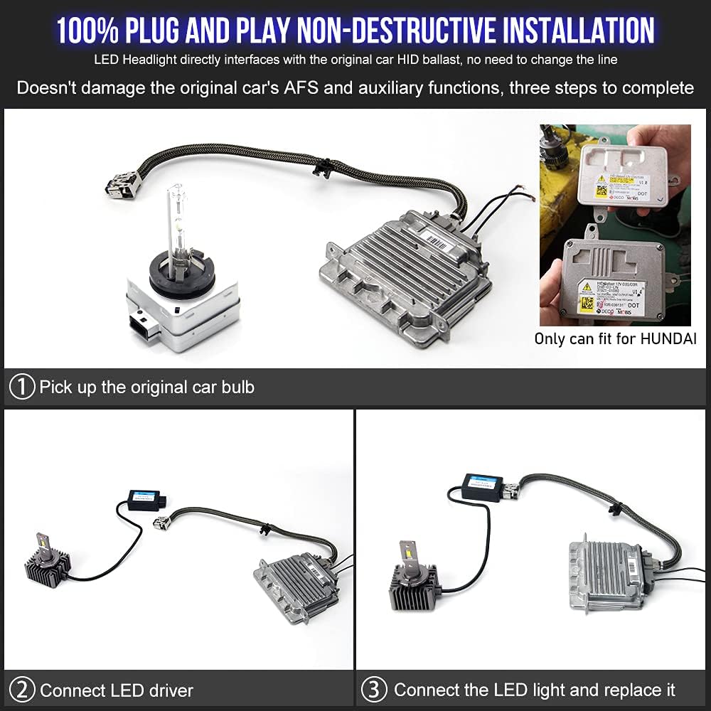 D3S LED Headlight Bulbs Conversion Kit 6000K 35W Pack of 2 S80835
